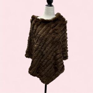 Danier Brown Rabbit Fur Poncho